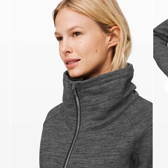 Lululemon Radiant Jacket II Heathered Core Dark Grey 6 Small Cotton Fleece Zip - Picture 3 of 11